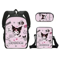 Kuromi Backpack Melody Casual Schoolbag Shoulder Bag Pencil Case 3 3pcs