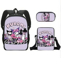 Kuromi Backpack Melody Casual Schoolbag Shoulder Bag Pencil Case 1 3pcs