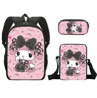 Kuromi Backpack Melody Casual Schoolbag Shoulder Bag Pencil Case 21 3pcs