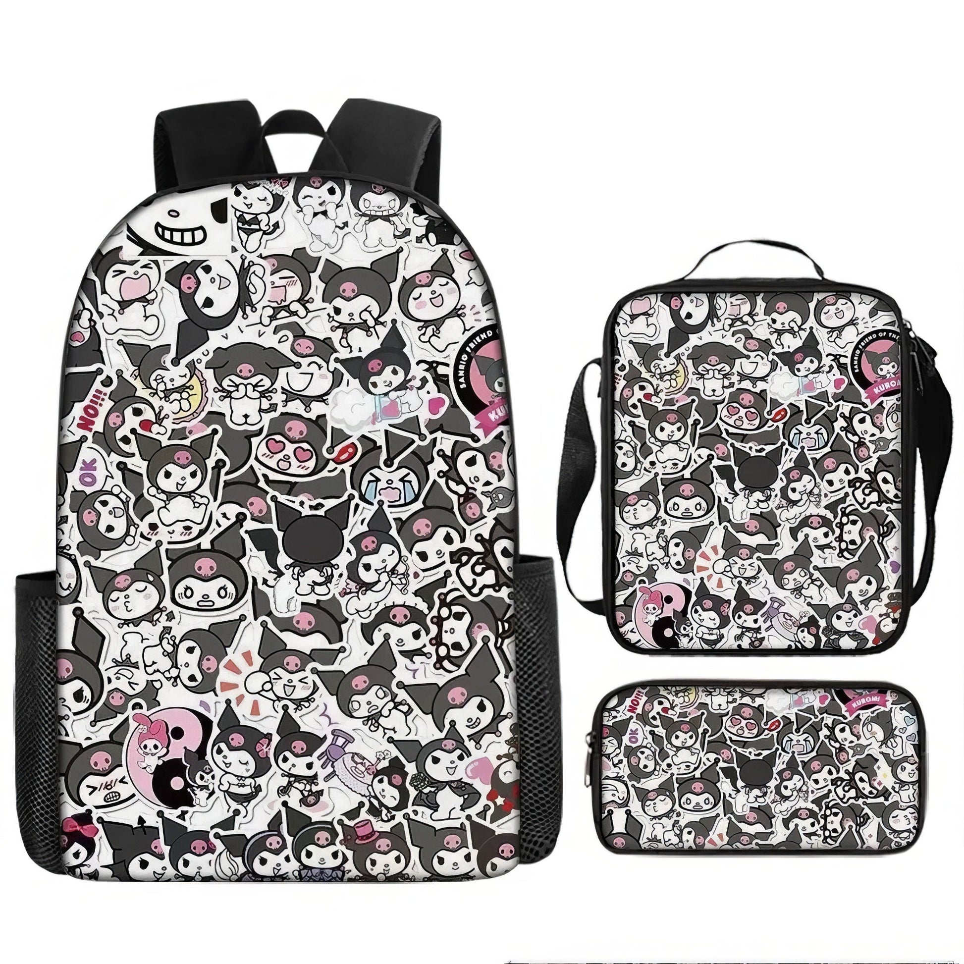 Kuromi Backpack Melody Casual Schoolbag Shoulder Bag Pencil Case - Lusy Store LLC