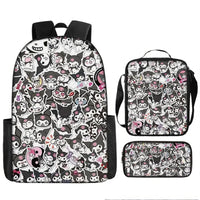 Kuromi Backpack Melody Casual Schoolbag Shoulder Bag Pencil Case 10 3pcs