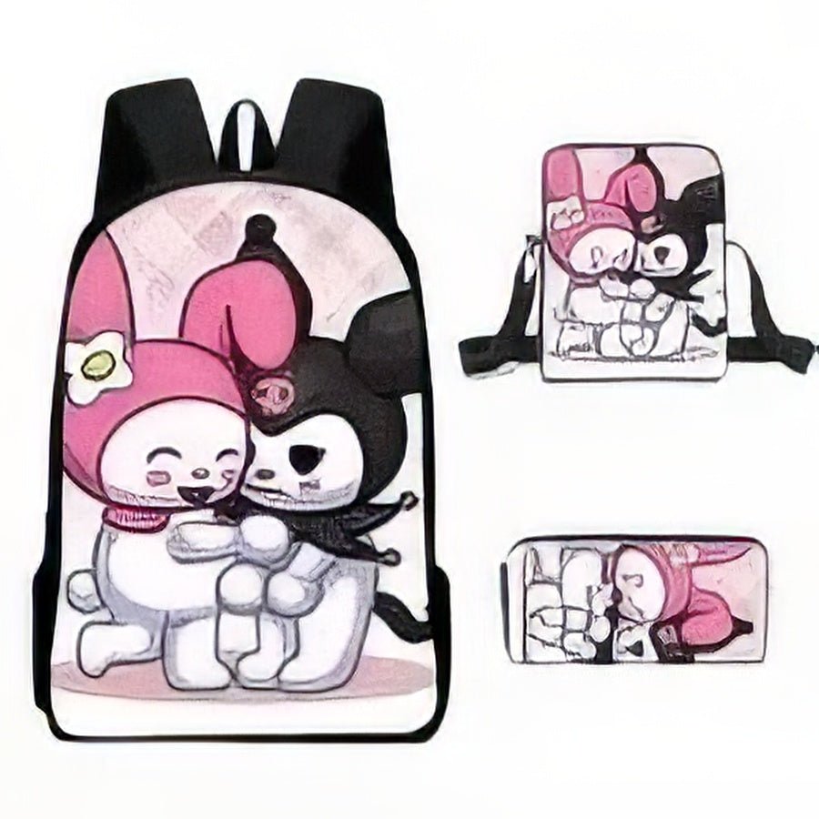 Kuromi Backpack Melody Casual Schoolbag Shoulder Bag Pencil Case - Lusy Store LLC