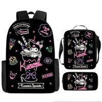 Kuromi Backpack Melody Casual Schoolbag Shoulder Bag Pencil Case 7 3pcs