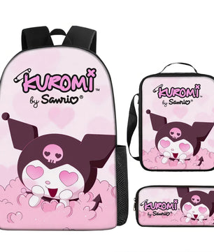 Kuromi Backpack Melody Casual Schoolbag Shoulder Bag Pencil Case - Lusy Store LLC