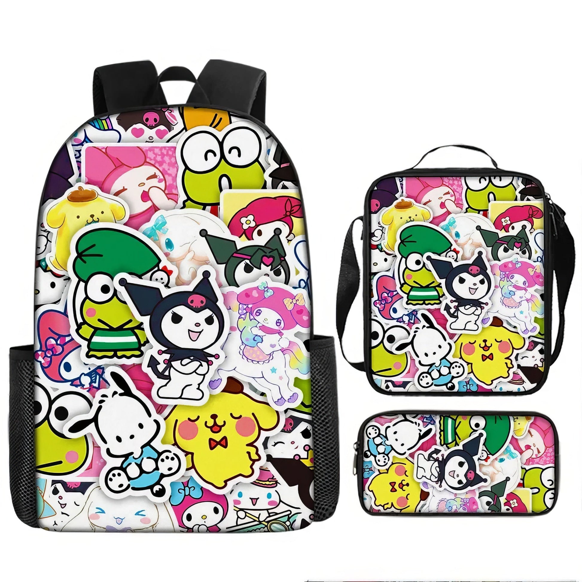 Kuromi Backpack Melody Casual Schoolbag Shoulder Bag Pencil Case - Lusy Store LLC