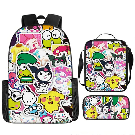 Kuromi Backpack Melody Casual Schoolbag Shoulder Bag Pencil Case 8 3pcs