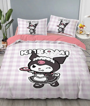 Kuromi Bedding Set Kids Cartoon Cute Duvet Cover Bed Set Gift Decoration - Lusy Store LLC