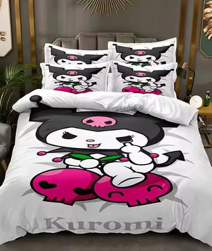 Kuromi Bedspread Quilt Cover Bedding Set Cosplay Accessories Children's Gifts - Lusy Store LLC