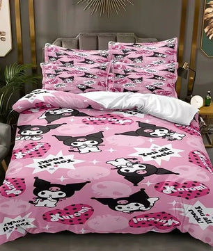 Kuromi Bedspread Quilt Cover Bedding Set Cosplay Accessories Children's Gifts - Lusy Store LLC
