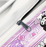 Kuromi Duvet Cover and Pillowcase Twill Weave Polyester Camping Bedding Machine Washable