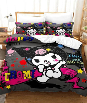 Kuromi Hello Kitty Duvet Cover Bedding Set Single Double Size Various Designs Gift Boys Girls Room Decor - Lusy Store LLC
