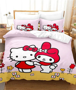 Kuromi Hello Kitty Duvet Cover Bedding Set Single Double Size Various Designs Gift Boys Girls Room Decor - Lusy Store LLC