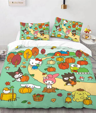 Kuromi Hello Kitty Duvet Cover Bedding Set Single Double Size Various Designs Gift Boys Girls Room Decor - Lusy Store LLC