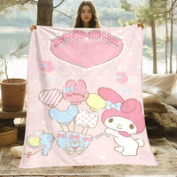 Kuromi Melody Hello Kitty Blanket For Sofas Bedroom Living Rooms Travel Picnics 2