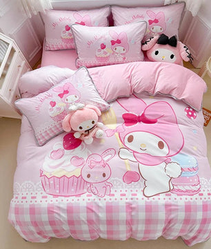 Kuromi My Melody Duvet Cover Girl Children Cartoon Cute Bedding Set for Bedroom Decoration - Lusy Store LLC