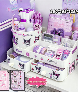 Kuromi Rotating Drawer Pen Holder Storage Box Large Capacity Desktop Cute Multi - functional Storage Rack - Lusy Store LLC