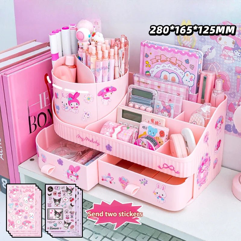 Kuromi Rotating Drawer Pen Holder Storage Box Large Capacity Desktop Cute Multi - functional Storage Rack - Lusy Store LLC