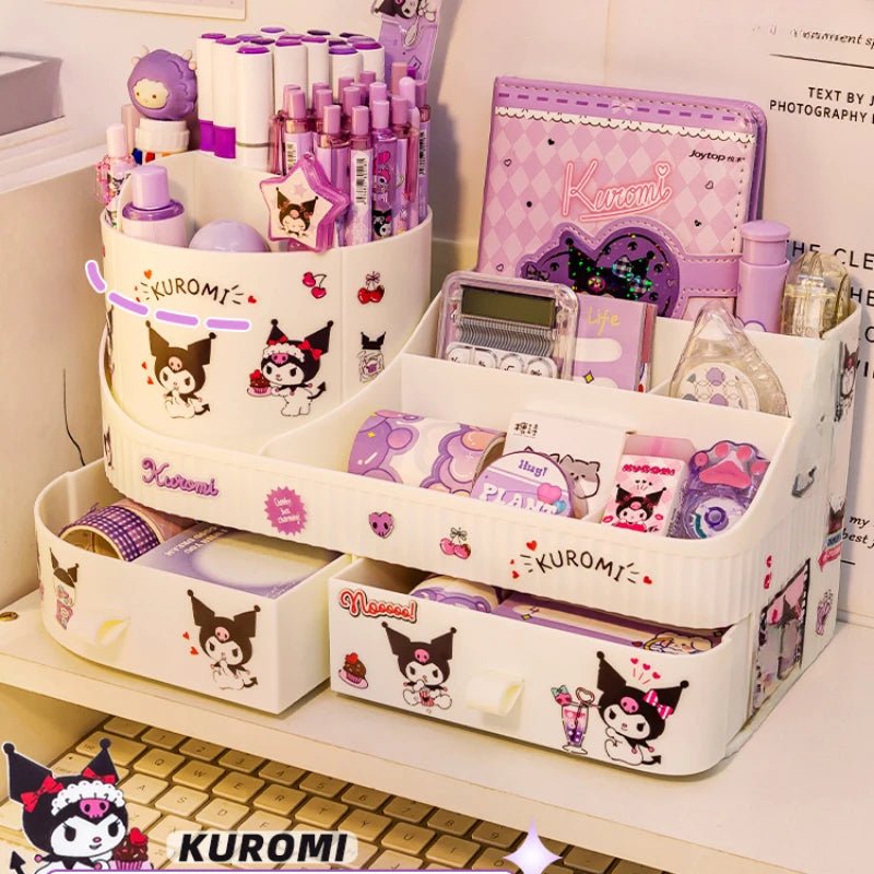 Kuromi Rotating Drawer Pen Holder Storage Box Large Capacity Desktop Cute Multi - functional Storage Rack - Lusy Store LLC