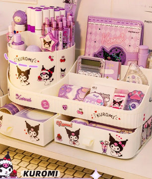 Kuromi Rotating Drawer Pen Holder Storage Box Large Capacity Desktop Cute Multi - functional Storage Rack - Lusy Store LLC
