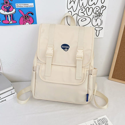 Large Capacity Simple Fashion Schoolbag for Women White