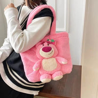 Large Capacity Stitch Cartoon Plush Toy Strawberry Bear Bag for Student Storage - Lusy Store LLC