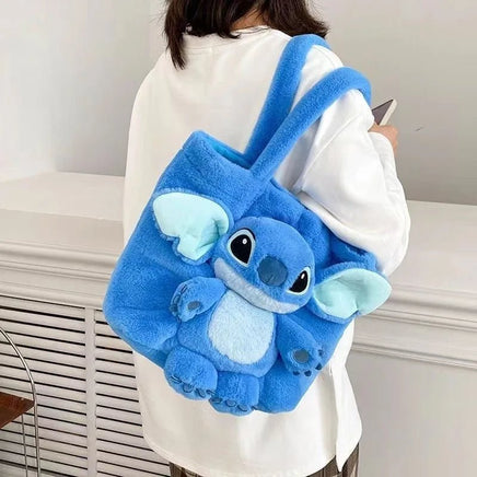 Large Capacity Stitch Cartoon Plush Toy Strawberry Bear Bag for Student Storage - Lusy Store LLC