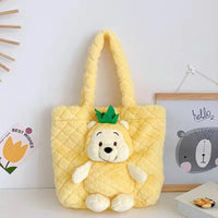 Large Capacity Stitch Cartoon Plush Toy Strawberry Bear Bag for Student Storage - Lusy Store LLC