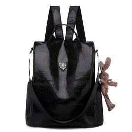 Leather Backpack Anti Theft Women Backpacks Soft Leather Casual Lides Shoulder Bag Black 12.20x10.24x5.51 inch