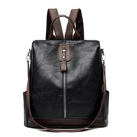 Leather Backpack Fashion Anti-theft High Quality PU Leather Travel Backpack Black 12.2x11.4x5.9 inch