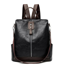 Leather Backpack Fashion Anti-theft High Quality PU Leather Travel Backpack Black 12.2x11.4x5.9 inch