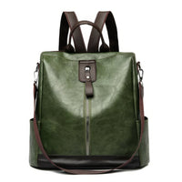 Leather Backpack Fashion Anti-theft High Quality PU Leather Travel Backpack Green 12.2x11.4x5.9 inch