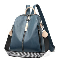 Leather Backpack Fashion Backpack Soft Leather Travel Dayback Blue 11.81x11.02x4.72