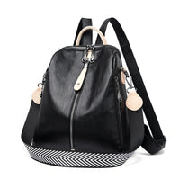 Leather Backpack Fashion Backpack Soft Leather Travel Dayback Black 11.81x11.02x4.72