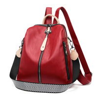 Leather Backpack Fashion Backpack Soft Leather Travel Dayback Red 11.81x11.02x4.72