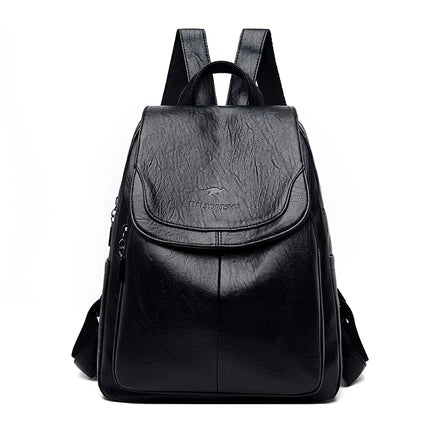 Leather Backpack Fashion Female Shoulder Bag Mochilas School Bags For Teenage Girls Black