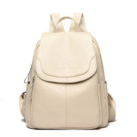 Leather Backpack Fashion Female Shoulder Bag Mochilas School Bags For Teenage Girls Beige