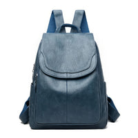 Leather Backpack Fashion Female Shoulder Bag Mochilas School Bags For Teenage Girls Lake Blue