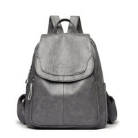 Leather Backpack Fashion Female Shoulder Bag Mochilas School Bags For Teenage Girls Grey