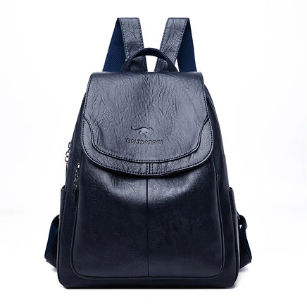 Leather Backpack Fashion Female Shoulder Bag Mochilas School Bags For Teenage Girls Blue