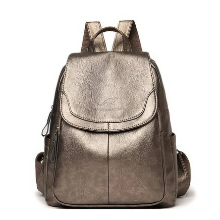 Leather Backpack Fashion Female Shoulder Bag Mochilas School Bags For Teenage Girls Bronze