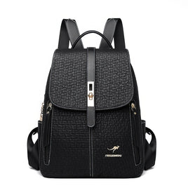 Leather Backpack Female High Quality School Bag Ladies Travel Bags Mochilas Black 12.20x10.24x5.51 inch