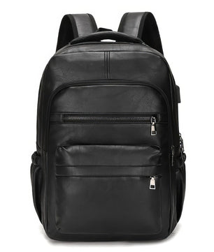 Leather Backpack High Quality USB Charging PU Leather Laptop Backpacks For Men Teenagers Boys - Lusy Store LLC