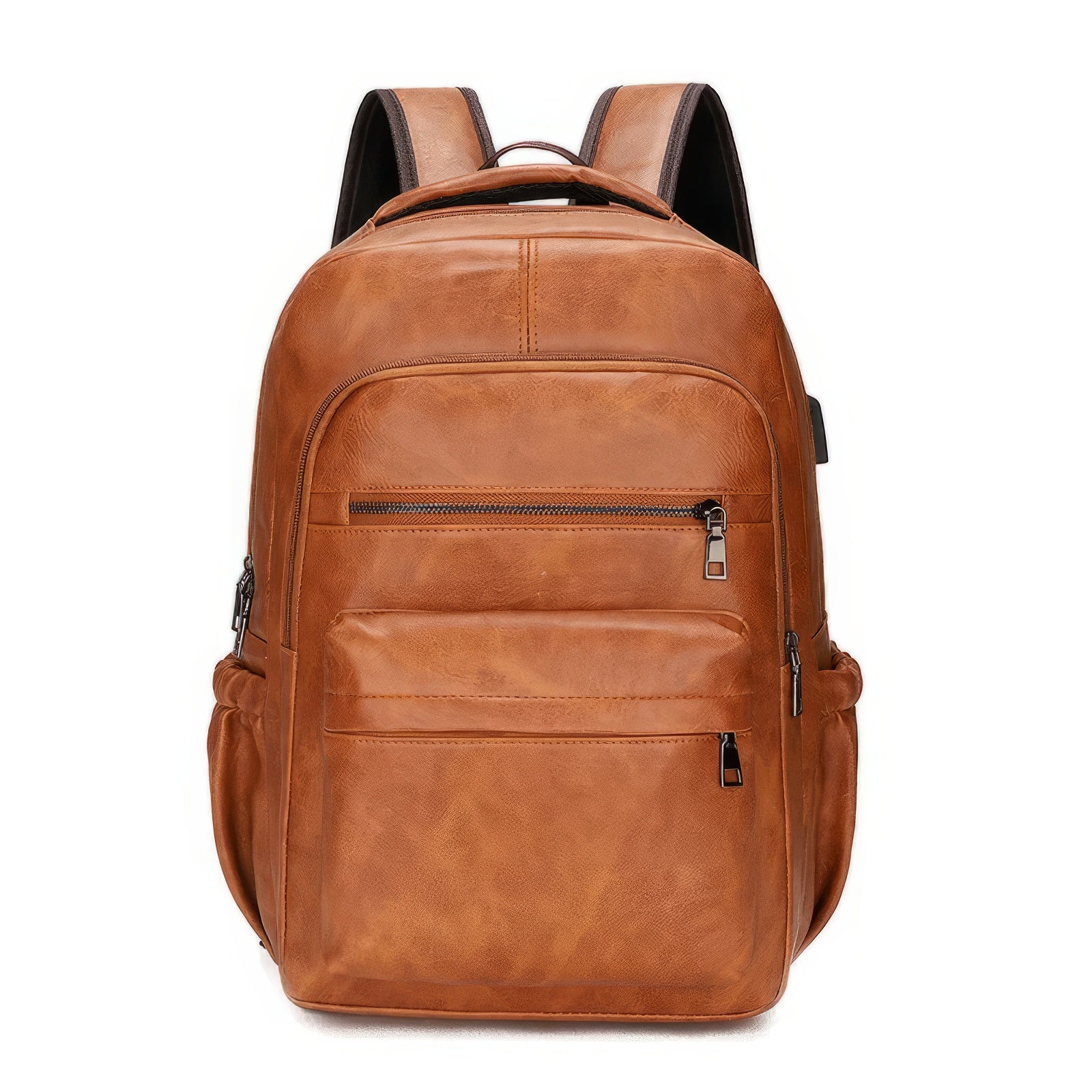 Leather Backpack High Quality USB Charging PU Leather Laptop Backpacks For Men Teenagers Boys - Lusy Store LLC