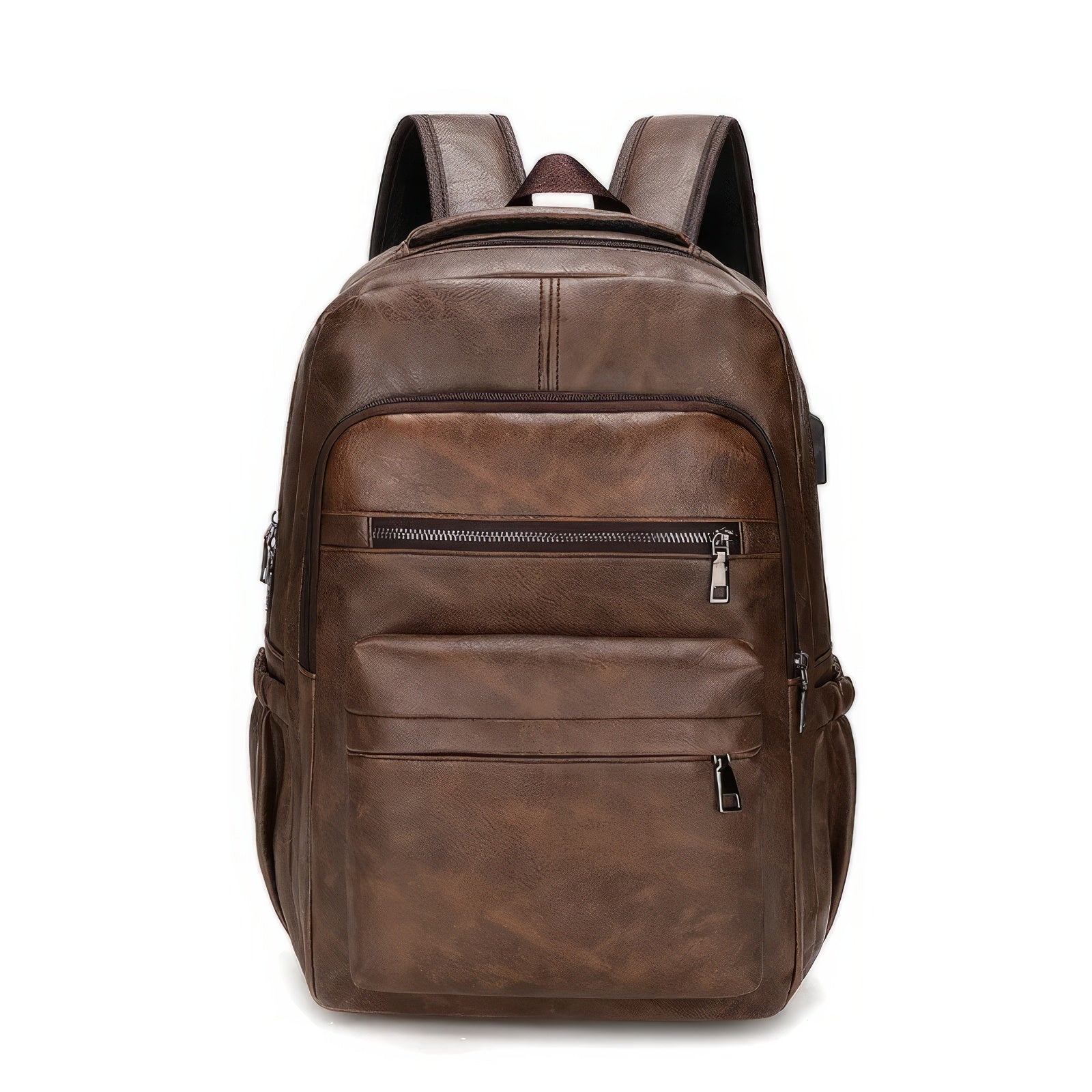 Leather Backpack High Quality USB Charging PU Leather Laptop Backpacks For Men Teenagers Boys - Lusy Store LLC