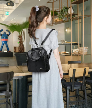 Leather Backpack High Quality Women Shoulder Bags Multifunction Travel Backpack - Lusy Store LLC