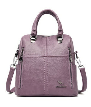 Leather Backpack High Quality Women Shoulder Bags Multifunction Travel Backpack - Lusy Store LLC