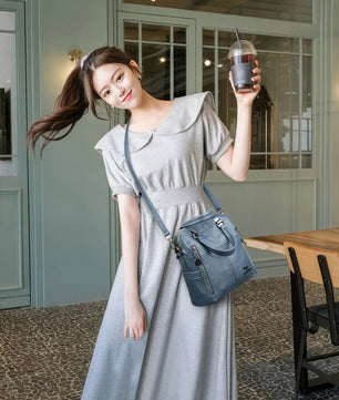 Leather Backpack High Quality Women Shoulder Bags Multifunction Travel Backpack - Lusy Store LLC