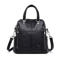 Leather Backpack High Quality Women Shoulder Bags Multifunction Travel Backpack - Lusy Store LLC