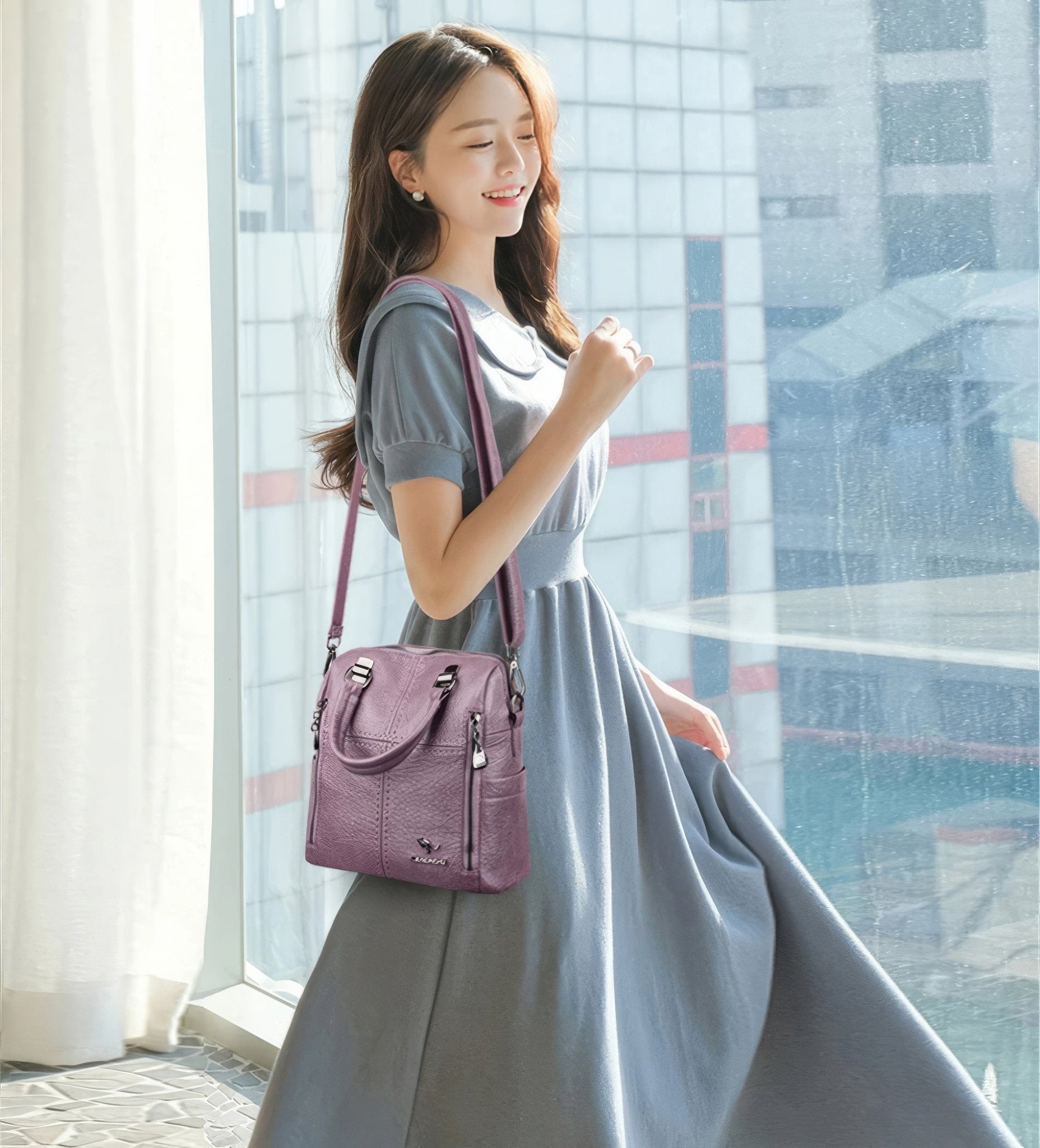 Leather Backpack High Quality Women Shoulder Bags Multifunction Travel Backpack - Lusy Store LLC