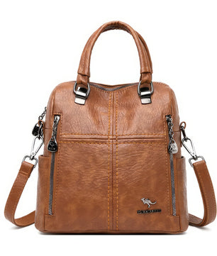 Leather Backpack High Quality Women Shoulder Bags Multifunction Travel Backpack - Lusy Store LLC